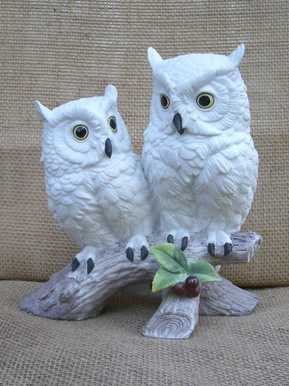 Vintage Andrea by Sadek White Owls Porcelain Figurine - Picture 1 of 16